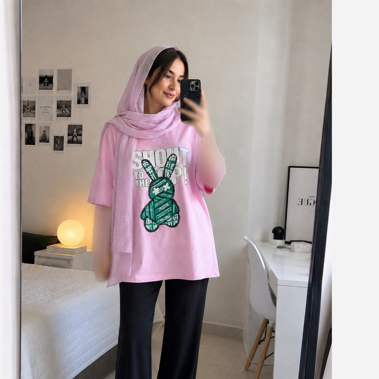 تیشرت لانگ زنانه تمام پنبه 100