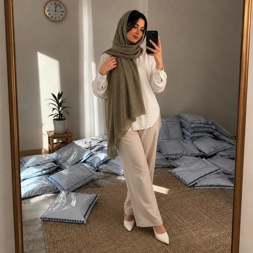 شال زنانه پلیسه نخی تابستانه موندیال قواره 70*200 سبک و خنک