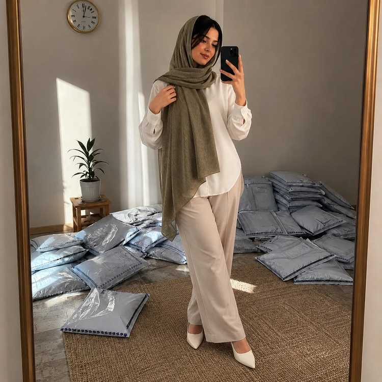 شال زنانه پلیسه نخی تابستانه موندیال قواره 70*200 سبک و خنک