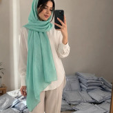 شال زنانه پلیسه نخی تابستانه موندیال قواره 70*200 سبک و خنک